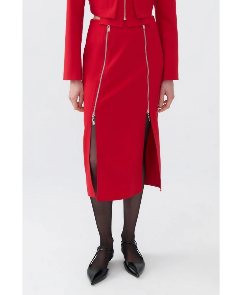 Nocturne Women's Pencil Skirt with Zipper Design