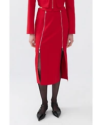 Nocturne Women's Pencil Skirt with Zipper Design