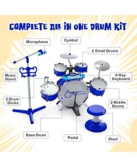 Sugift Kids Jazz Drum Keyboard Set with Stool and Microphone Stand