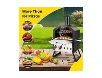 Slickblue Outdoor Pizza Oven with Anti-scalding Handles and Foldable Legs-Black