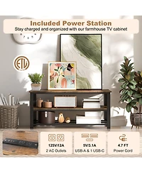 Gymax 3-tier Tv Stand for TVs up to 50 Inches w/ Power Outlets Usb Ports Shelves
