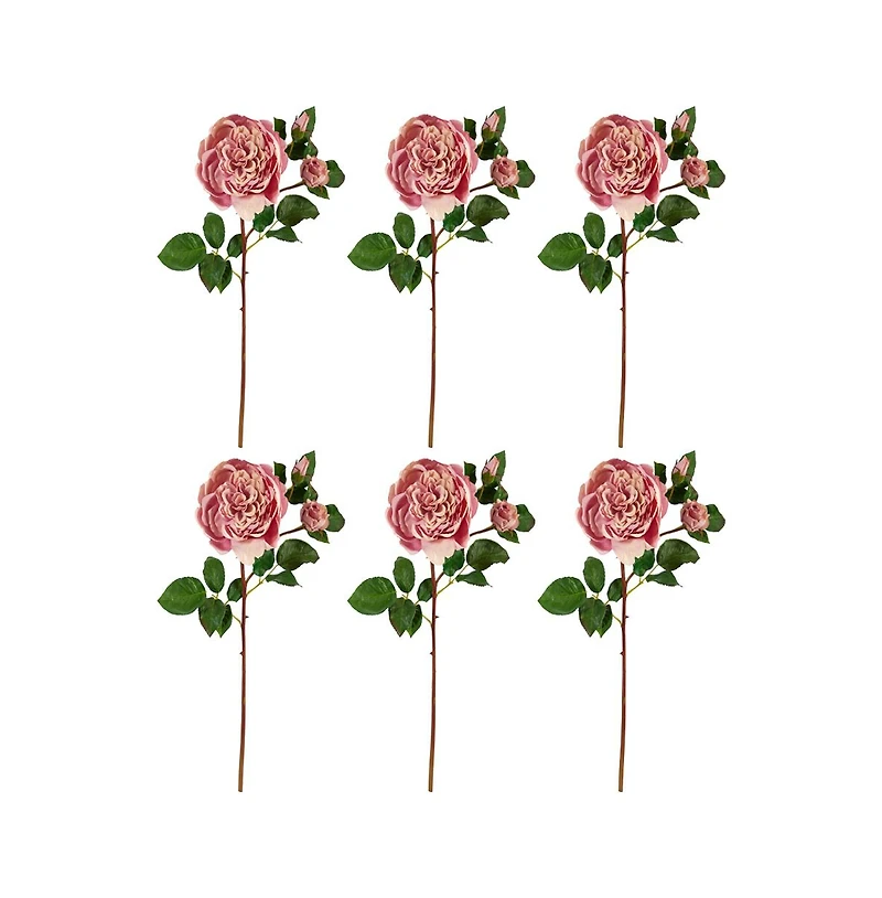 Slickblue 22" Rose Artificial Flowers - Set of 6 Faux Roses for Elegant Floral Arrangements