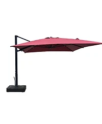 Boyel Living 10 ft 360° Rotation Outdoor Patio Cantilever Umbrella Square with Base