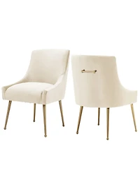 Boyel Living Velvet Dining Chair with Pulling Handle and Adjustable Foot Nails(Set of 2)