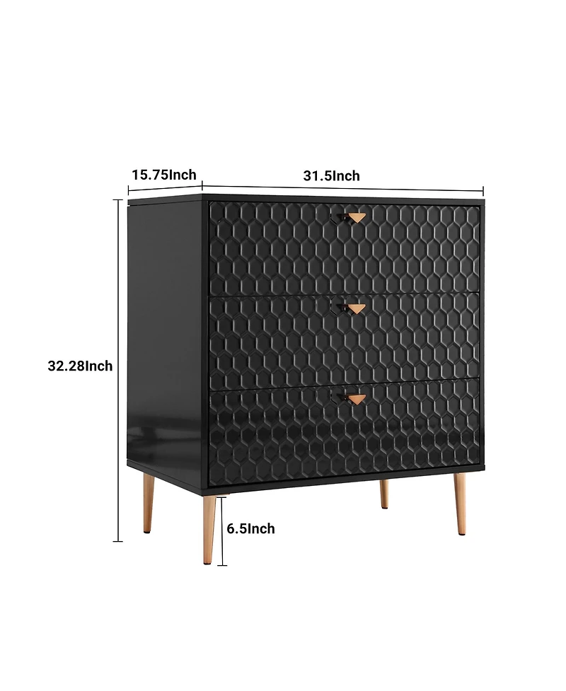 Boyel Living 32"Tall 3-Drawer Storage Cabinet Dresser Chest