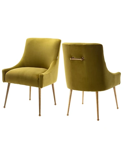 Boyel Living Velvet Dining Chair with Pulling Handle and Adjustable Foot Nails(Set of 2)