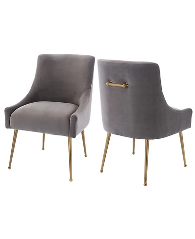 Boyel Living Velvet Dining Chair with Pulling Handle and Adjustable Foot Nails(Set of 2)