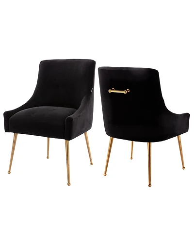 Boyel Living Velvet Dining Chair with Pulling Handle and Adjustable Foot Nails(Set of 2)