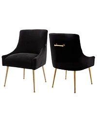 Boyel Living Velvet Dining Chair with Pulling Handle and Adjustable Foot Nails(Set of 2)
