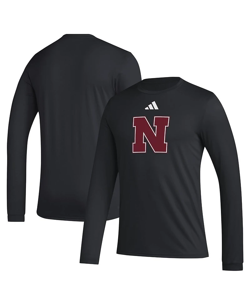 Adidas Men's Black Nebraska Huskers Primary Locker Logo Pre-Game Long Sleeve T-Shirt