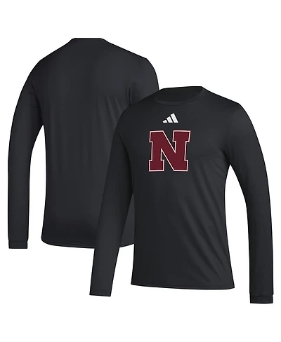 Adidas Men's Black Nebraska Huskers Primary Locker Logo Pre-Game Long Sleeve T-Shirt