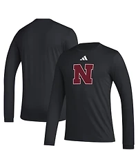 Adidas Men's Black Nebraska Huskers Primary Locker Logo Pre-Game Long Sleeve T-Shirt