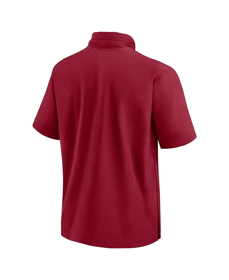 Nike Men's Cardinal Stanford 2024 Sideline Coach Short Sleeve Half-Zip Hoodie Jacket