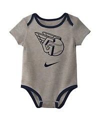Nike Baby Boys and Girls Cleveland Guardians Authentic Collection Three-Pack Bodysuit Set