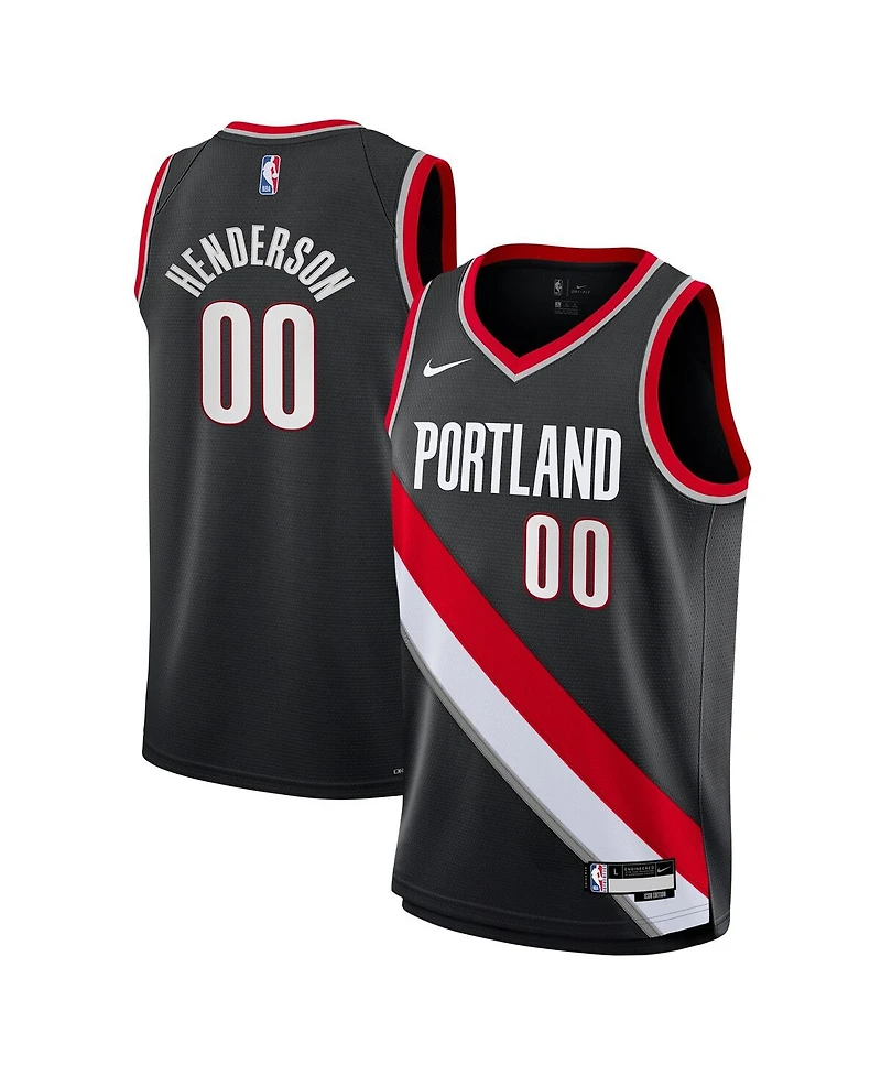 Nike Big Boys and Girls Scoot Henderson Black Portland Trail Blazers Swingman Jersey - Icon Edition