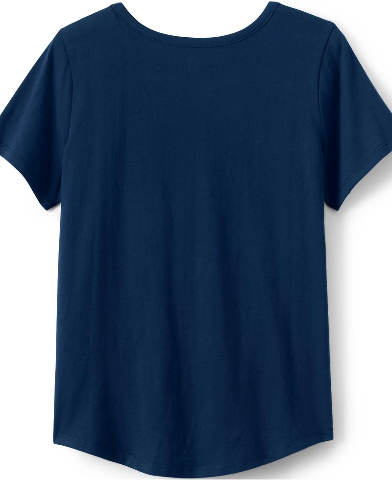 Lands' End Big Girls Plus Short Sleeve Curved Hem Graphic Tee Shirt