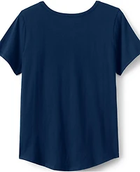 Lands' End Big Girls Plus Short Sleeve Curved Hem Graphic Tee Shirt