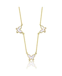 GiGiGirl Kids 14k Gold Plated Mother of Pearl Triple Charm Butterfly Necklace