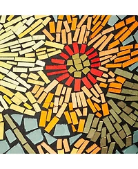 Evergreen 18" Glass Bird Bath, Moasic Translucent and Metallic Finish