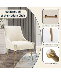 Boyel Living Velvet Dining Chair with Pulling Handle and Adjustable Foot Nails(Set of 2)