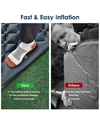 Yescom Double Sleeping Pad 2 Person Inflatable Camping Mat w/ Pillow Foot Pump Outdoor