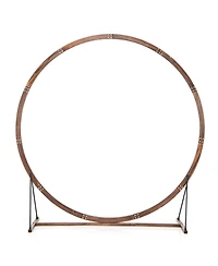 Slickblue Wooden Wedding Arch Solid Wood Arbor Backdrop Stand for Wedding Ceremony-Round