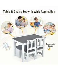 Slickblue 4 Pieces Kids Wooden Activity Table and Chairs Set with Storage Bench and Study Desk