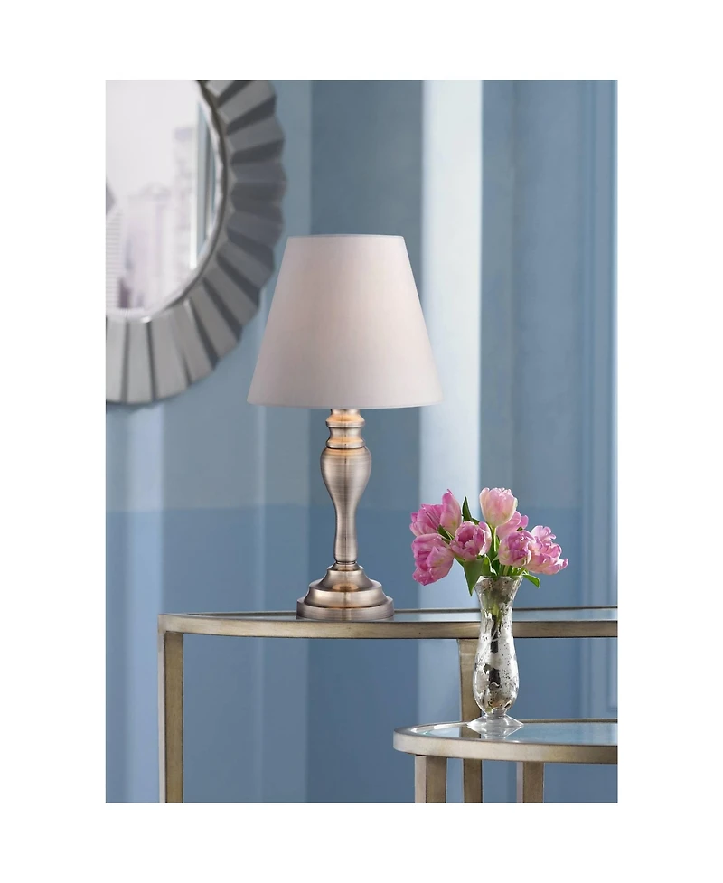 Regency Hill Thom Traditional Desk Lamp 19 1/4" High Brass Candlestick Touch On Off White Bell Shade for Bedroom Living Room Bedside Nightstand O