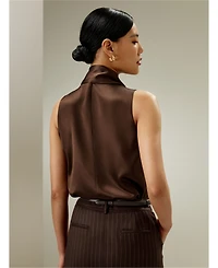 Lilysilk Women's Sleeveless Tie-Neck Silk Blouse