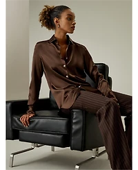 Spread Collar Silk Shirt for Women