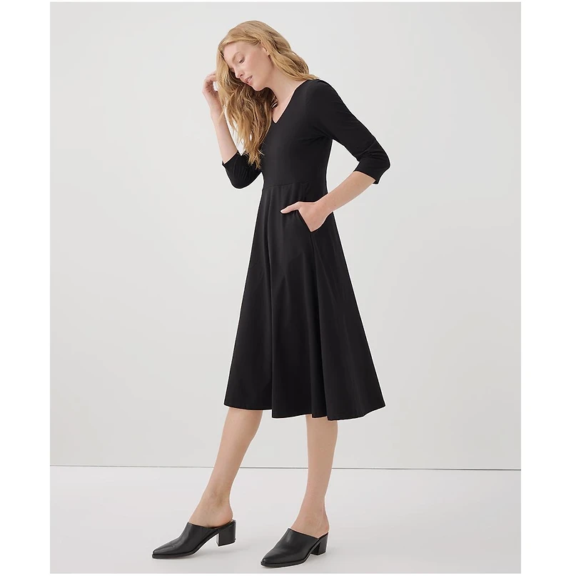 Pact Women's Organic Cotton Fit & Flare Midi Party Dress - Shorty