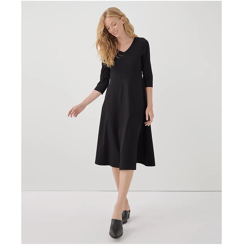 Pact Women's Organic Cotton Fit & Flare Midi Party Dress - Shorty