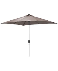 Outsunny 9' x 7' Solar Umbrella, Patio Umbrella with Led Lights, Tan