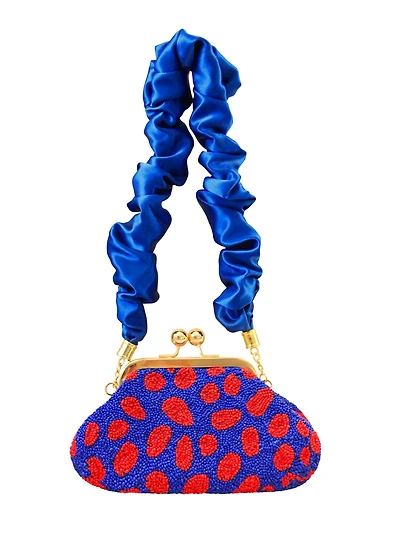 Mandy Arnoldi Hand-beaded Clutch Bag In Red & Blue