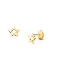 Tiny Blessings Children's 14K Gold Wish Upon a Star Studs Girls' Screw Back Earrings