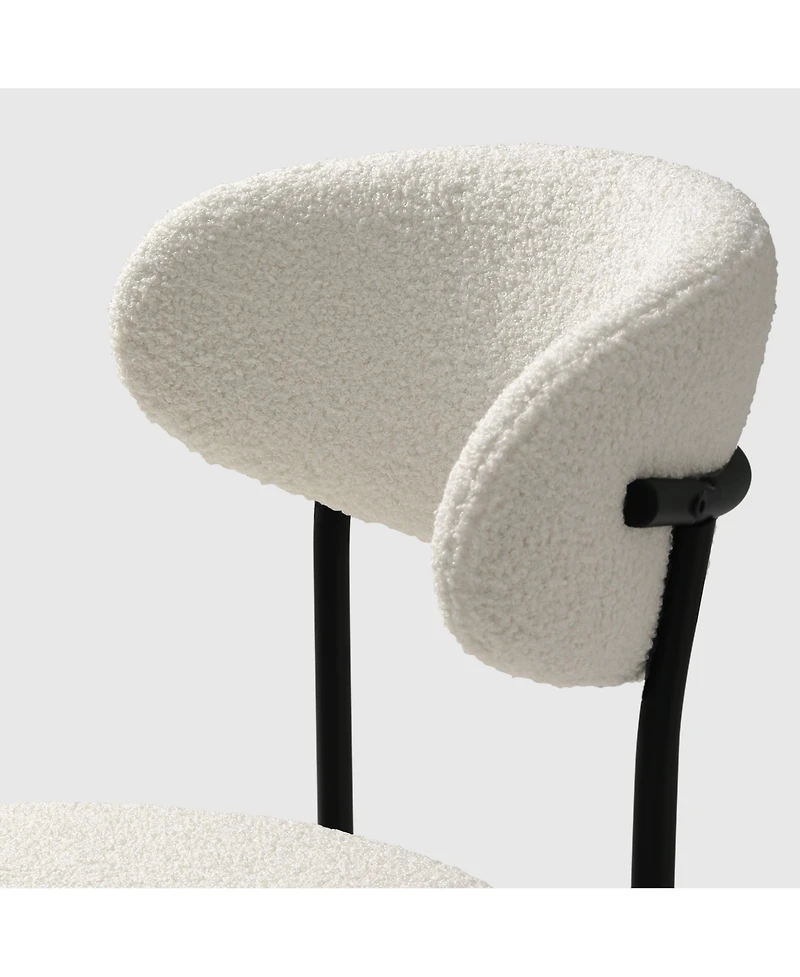 WestinTrends Mid-Century Modern Upholstered Sherpa Round Dining Chairs (Set of 2)