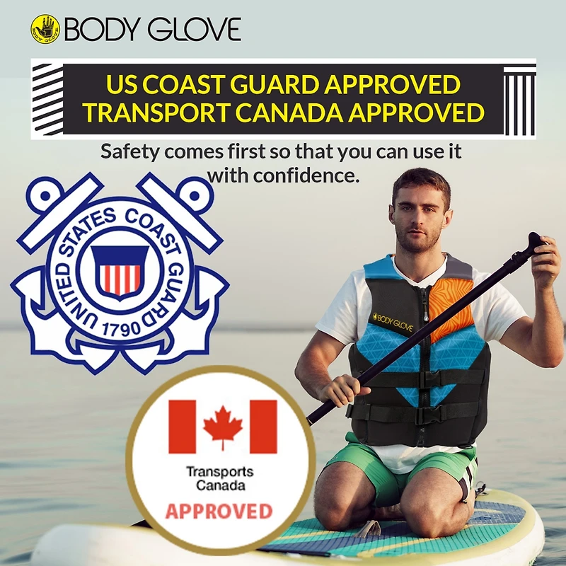 Body Glove Phantom Men's Life Vest, Lightweight Neoprene Jacket for Boating Fishing Kayaking Rafting Paddling