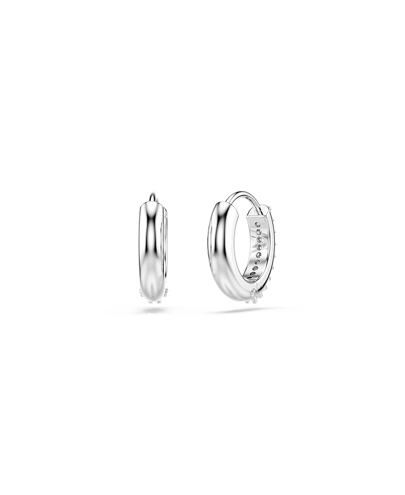 Swarovski Round Cut White Rhodium Plated Matrix Hoop Earrings