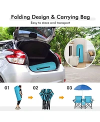Vebreda Portable Folding Picnic Double Chair With Umbrella