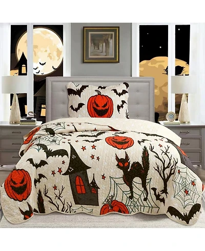 MarCielo Halloween Themed Quilt Bedspread Set Twin