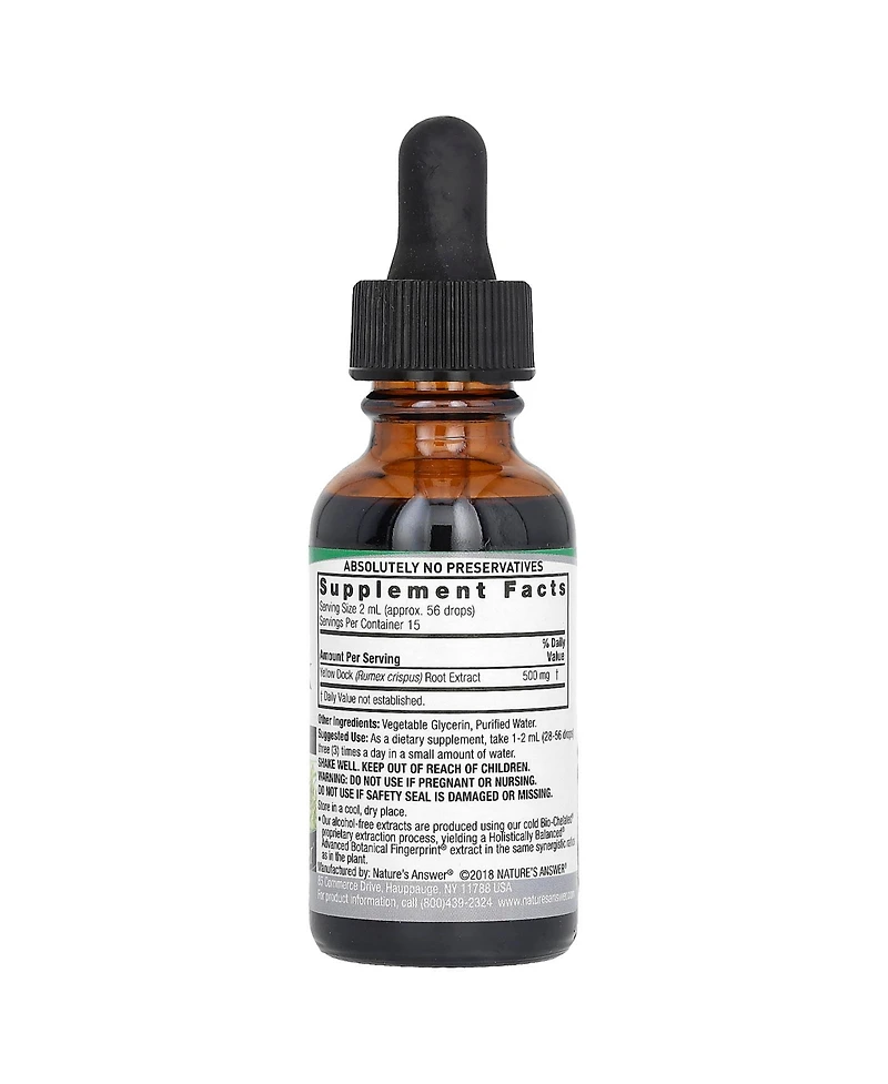 Nature's Answer Yellow Dock Root Alcohol-Free 500 mg