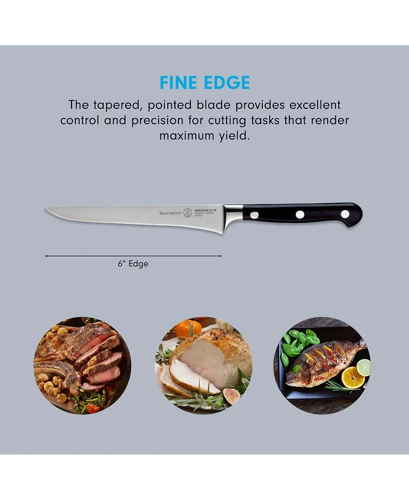Messermeister Meridian Elite Boning Knife, Stiff, 6”