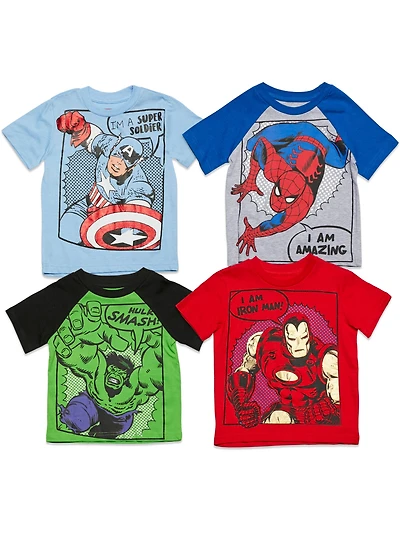 Avengers Toddler Boys Marvel Captain America Black Panther Iron Man Short Sleeve Graphic T-Shirt