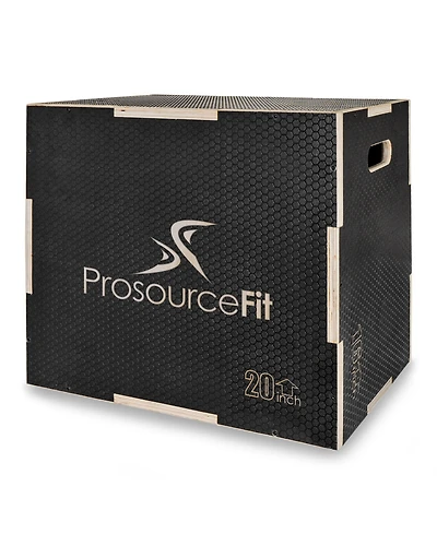 ProsourceFit 3-in-1 Wood Power Grip Plyometric Box, 24/16/20