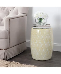 Jonathan Y Moroccan Diamonds 18" Ceramic Drum Garden Stool, Yellow