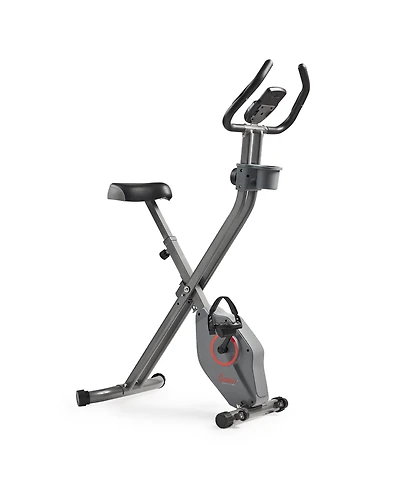 Sunny Health & Fitness Foldable Pink Magnetic Exercise X-Bike Pro, 300LB Capacity, 14-Level Resistance, SunnyFit App Enhanced Bluetooth Connectivity