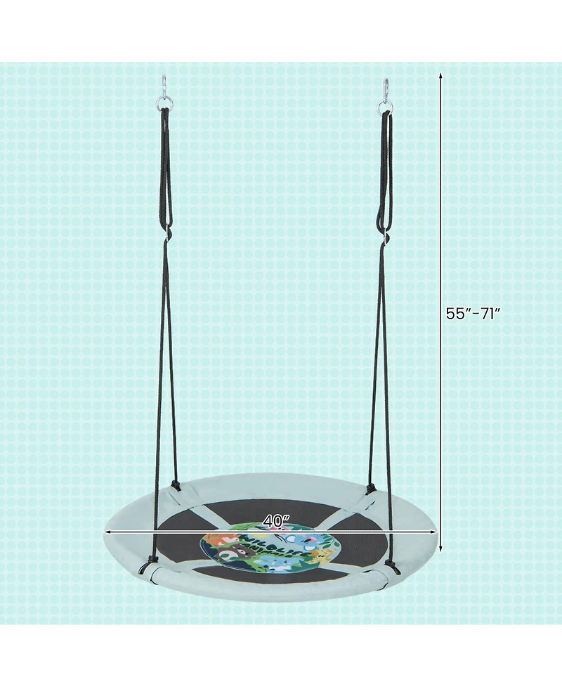 Slickblue Toddler 40 Inches Saucer Tree Swing with Adjustable Hanging Ropes and 900D Oxford Fabric-Forest