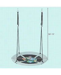 Slickblue Toddler 40 Inches Saucer Tree Swing with Adjustable Hanging Ropes and 900D Oxford Fabric-Forest