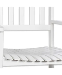 Jonathan Y Seagrove Farmhouse Classic Slat-Back 350-lbs Support Acacia Wood Outdoor Rocking Chair