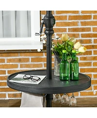 Outsunny 23.5" Umbrella Table Tray with Wine Glass Holder and Towel Rack